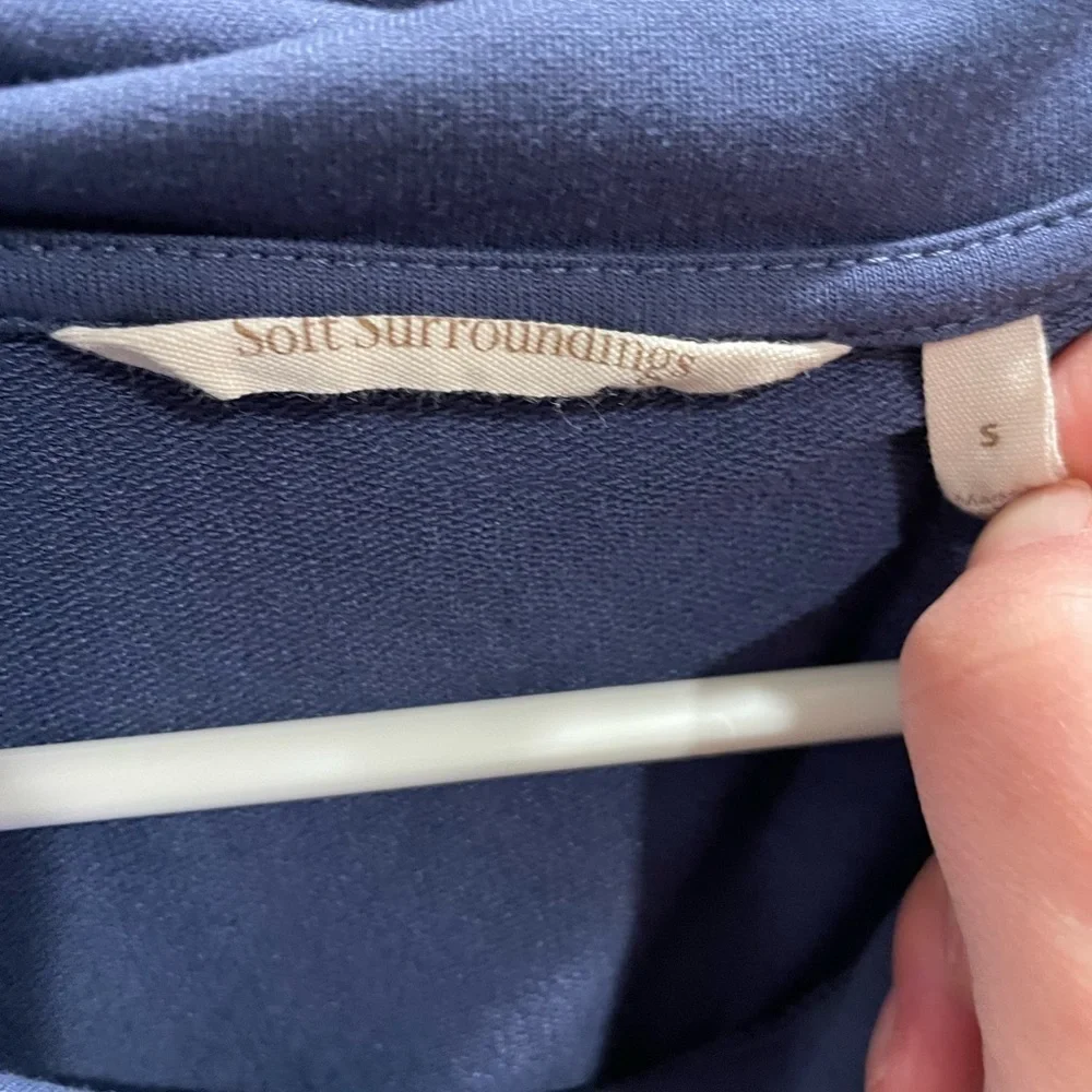 Soft Surroundings Kassidy Cowl Neck Pullover Sweatshirt - Blue - Picture 4 of 6